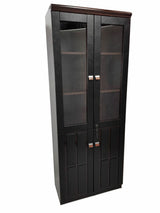 Quality Executive Office Bookcase Gloss Walnut with Black Leather B1236