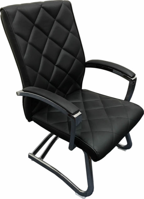 Quilted Black Leather Stylish Cantilever Visitors Chair - ZV-B217