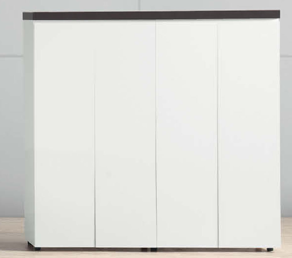 Gloss White Bookcase with Bonded Leather Top - B1361