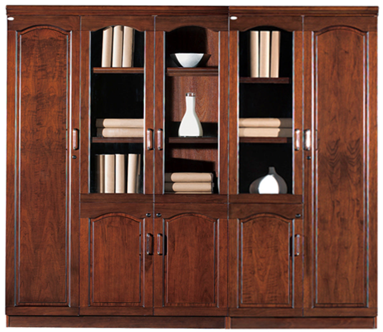Real Wood Veneer Executive Five Door Bookcase Office Storage - 2500mm - 6602 Near Me