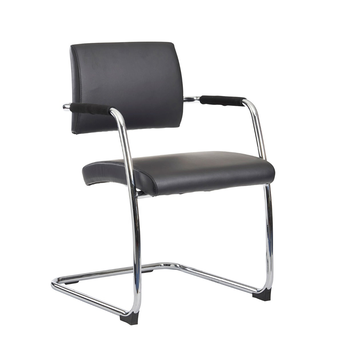Bruge Black Faux Leather Conference Cantilever Visitor Chair - Sold in Packs of Two