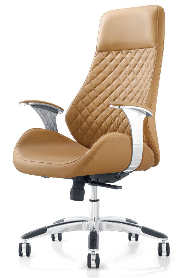 Contemporary Beige Leather Reclining Executive Office  - YS1107A