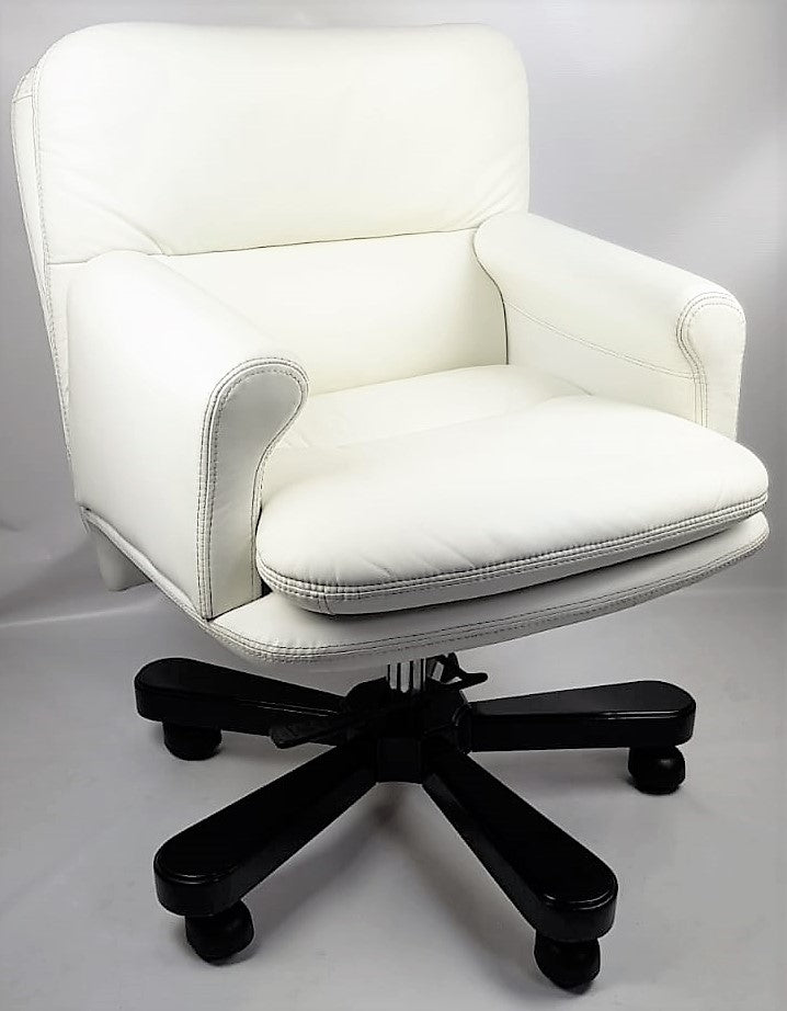 Modern White Leather Executive Office Chair - HSN-B019