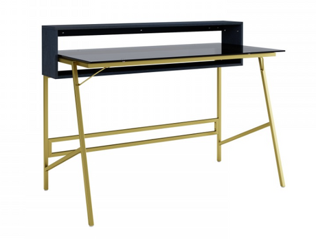 Morgan Black & Gold Glass Home Office Desk