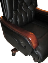 Genuine Black Leather Executive Office Chair - FD6B