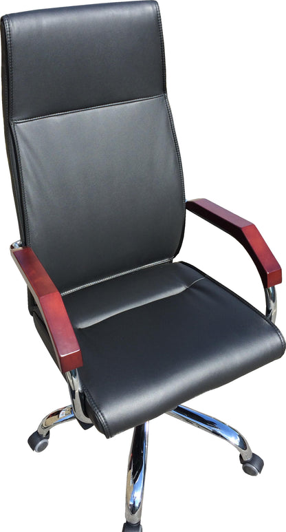 Senato Contemporary Slimline Black Leather Office Chair - SEN-V57