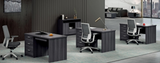 Modern Grey Oak Office Desk with Built in Three Drawer Pedestal - 1200mm - LX-D06