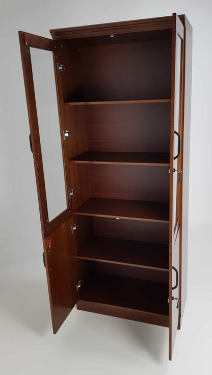 Real Wood Veneer Two Door Executive Bookcase in Walnut - 1861A-2DR