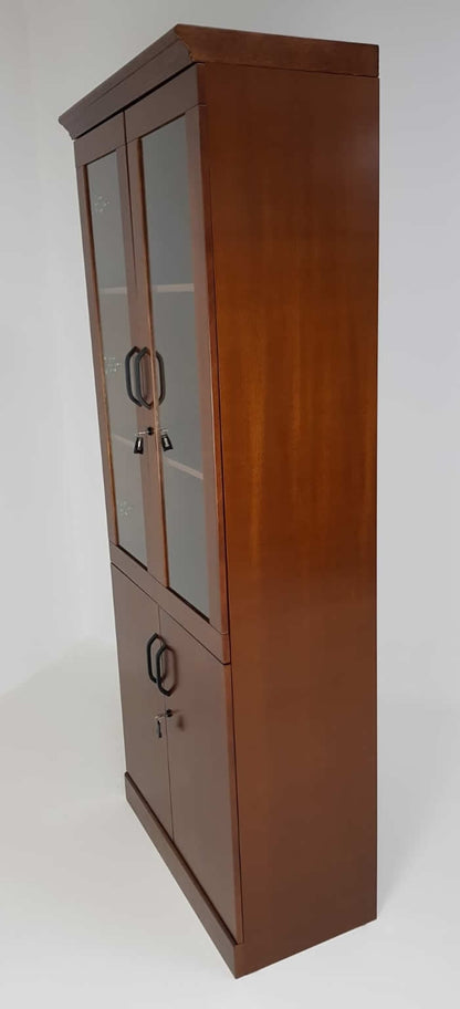 Real Wood Veneer Two Door Executive Bookcase in Walnut - 1861A-2DR