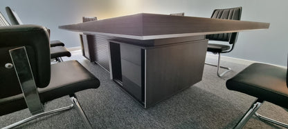 Large Wide Modern Grey Oak Boardroom Table with Built in Storage - 3200mm - BJS-C1232