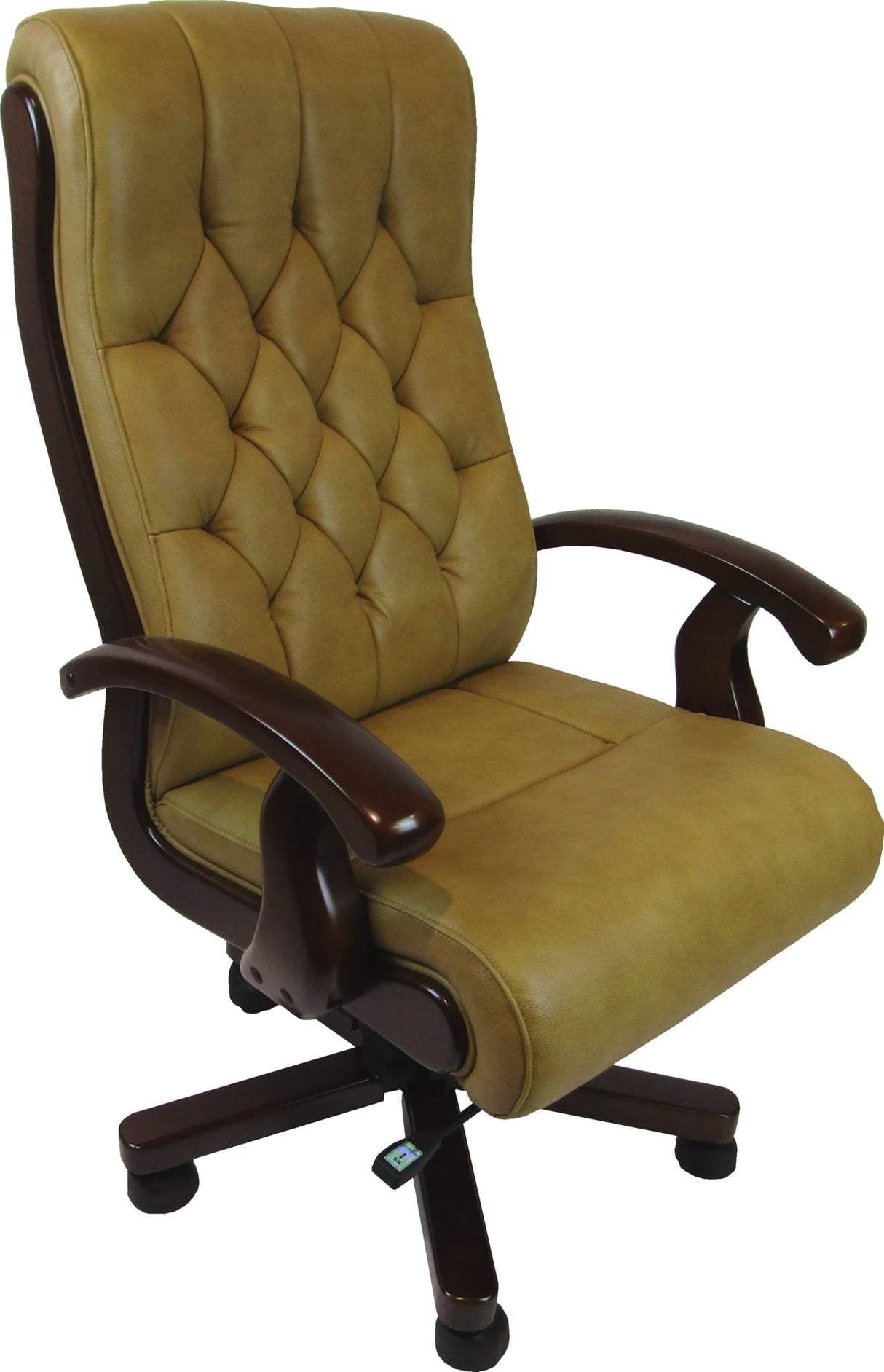 Beige Leather Chesterfield Executive Office Chair - CHA-WS-917