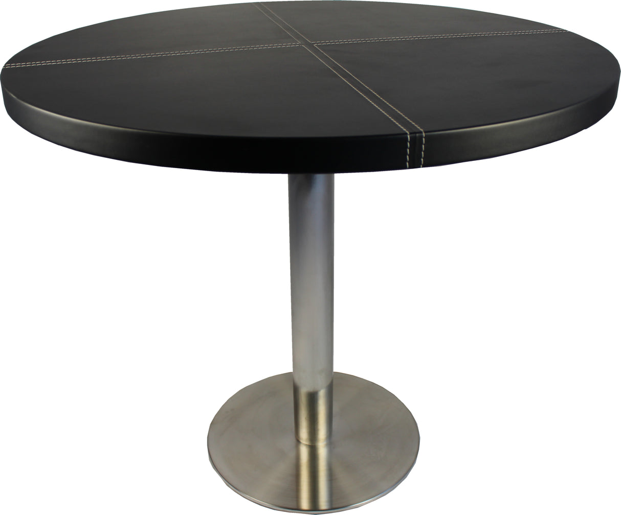 Black Leather Round Meeting Table - T-05