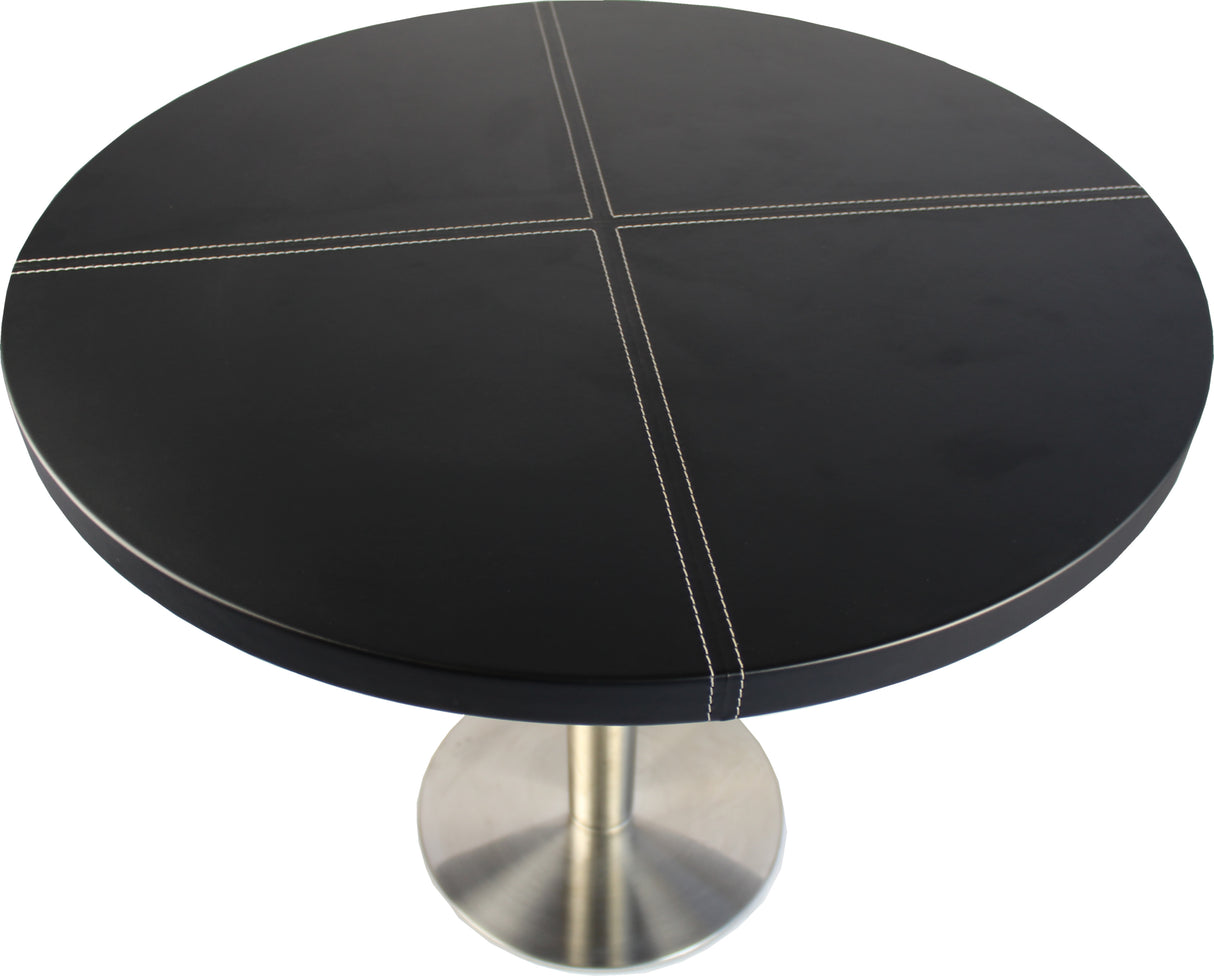 Black Leather Round Meeting Table - T-05