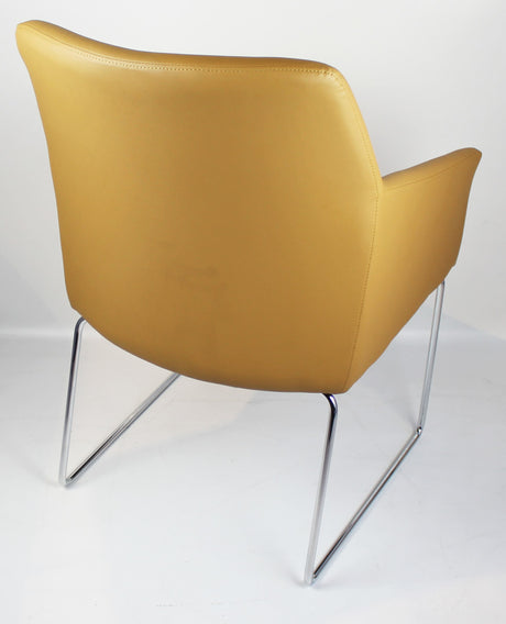 Modern Bonded Beige Leather Visitor Chair - CHA-072