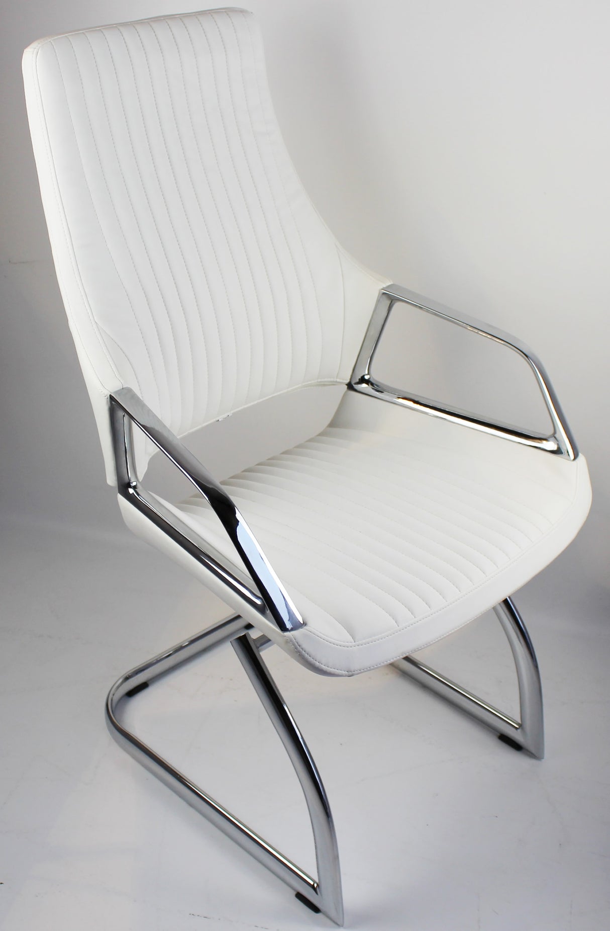 Contemporary White Leather Visitor Chair - CHA-1318C