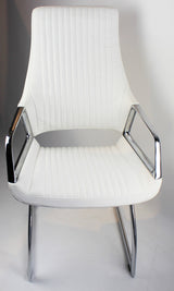 Contemporary White Leather Visitor Chair - CHA-1318C