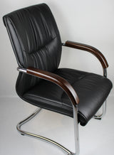 Stylish Black Leather Office Visitor Chair - 6161-BLACK