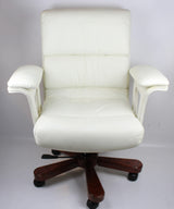 Executive Office Chair Genuine White Leather - DES-B020-W