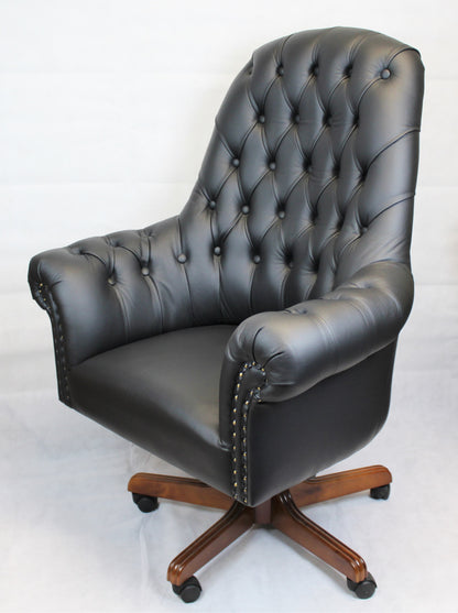 Quality Black Natural Hide Chesterfield Office Chair - K208