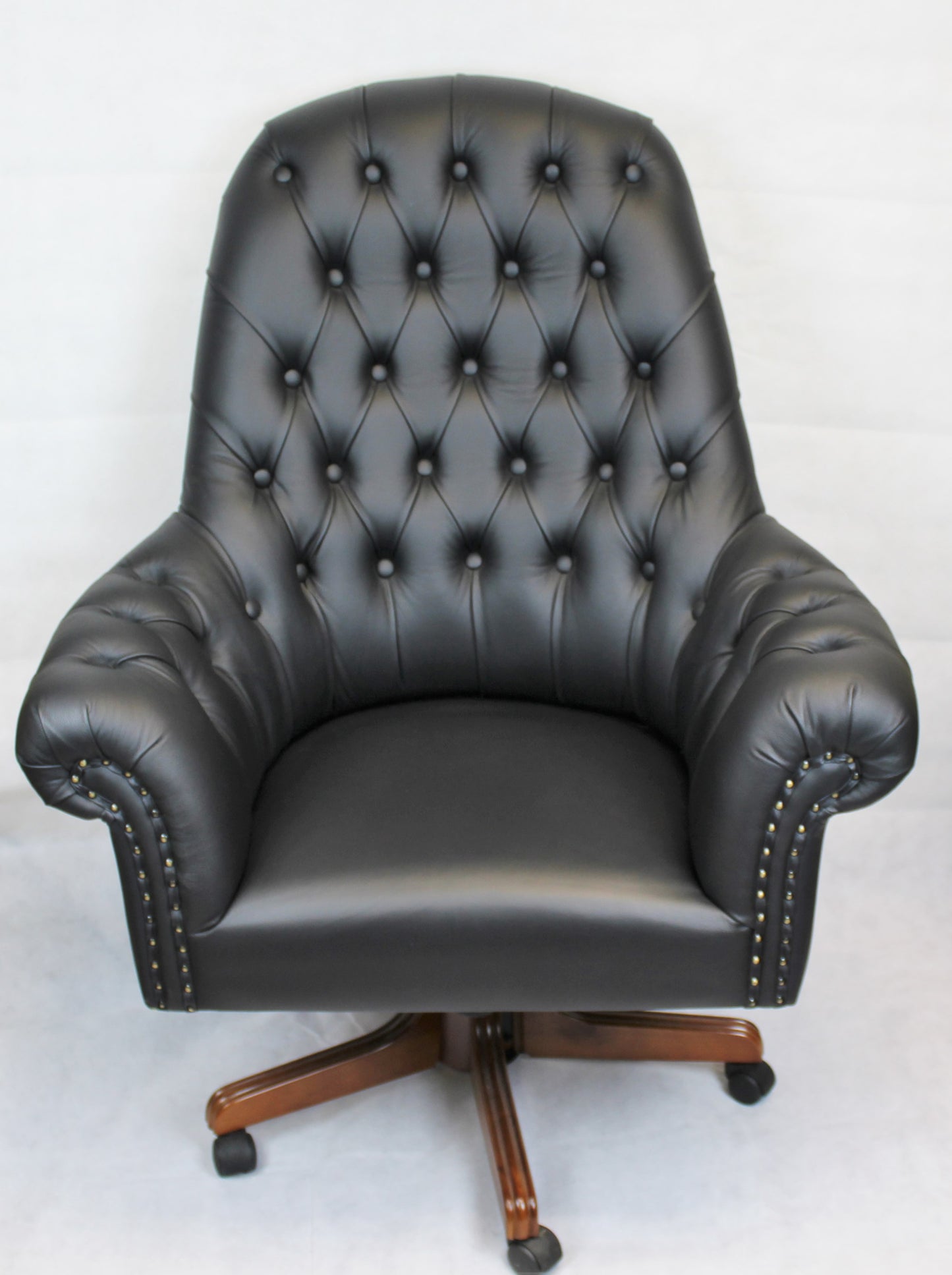 Quality Black Natural Hide Chesterfield Office Chair - K208