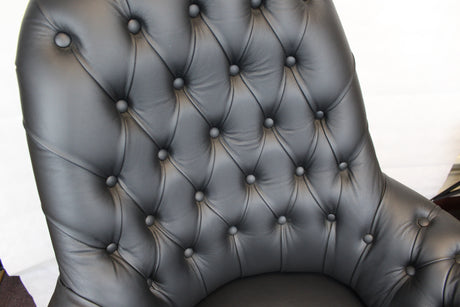 Quality Black Natural Hide Chesterfield Office Chair - K208