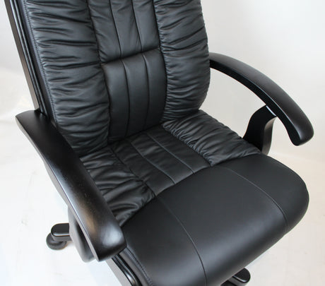 Executive Black Leather Office Chair with Black Arms - F01A