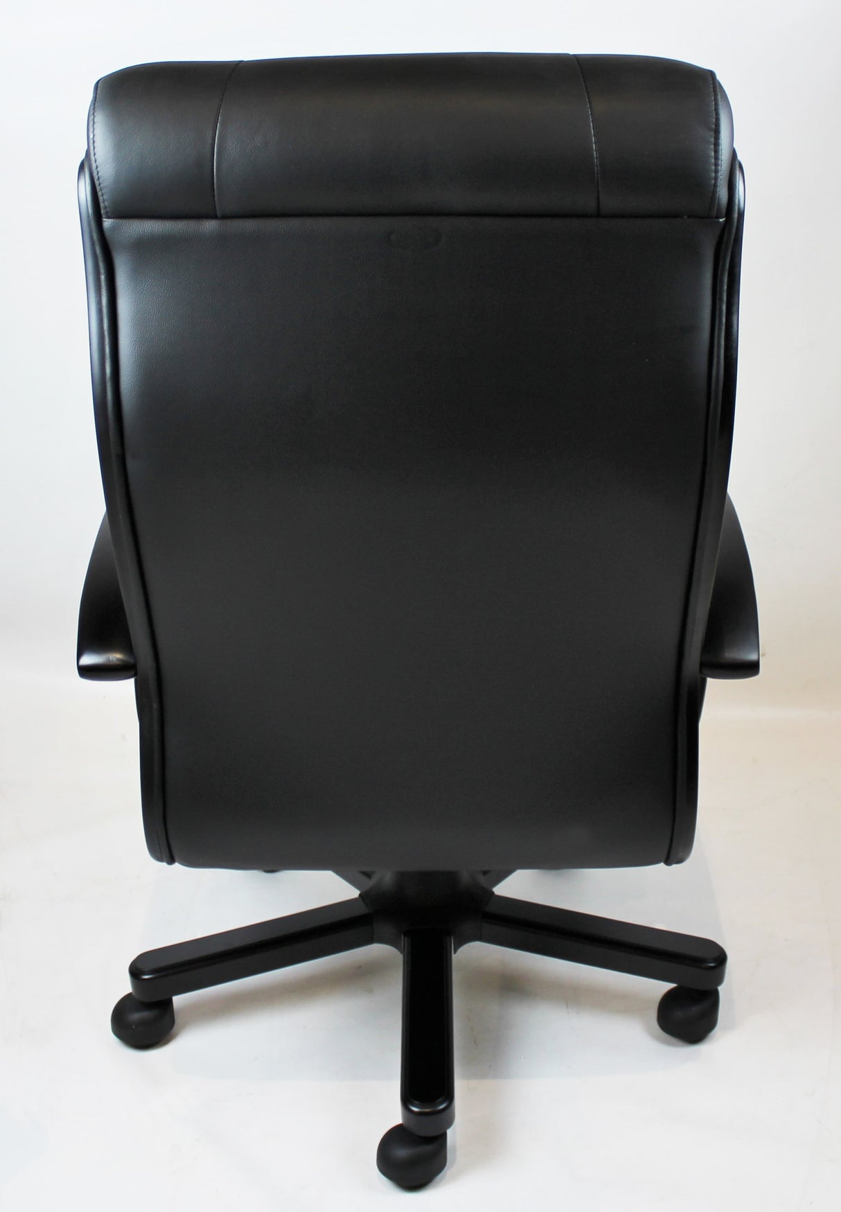 Executive Black Leather Office Chair with Black Arms - F01A