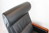 Reclining Black Leather Executive Office Chair with Wooden Arms - SZ-A109