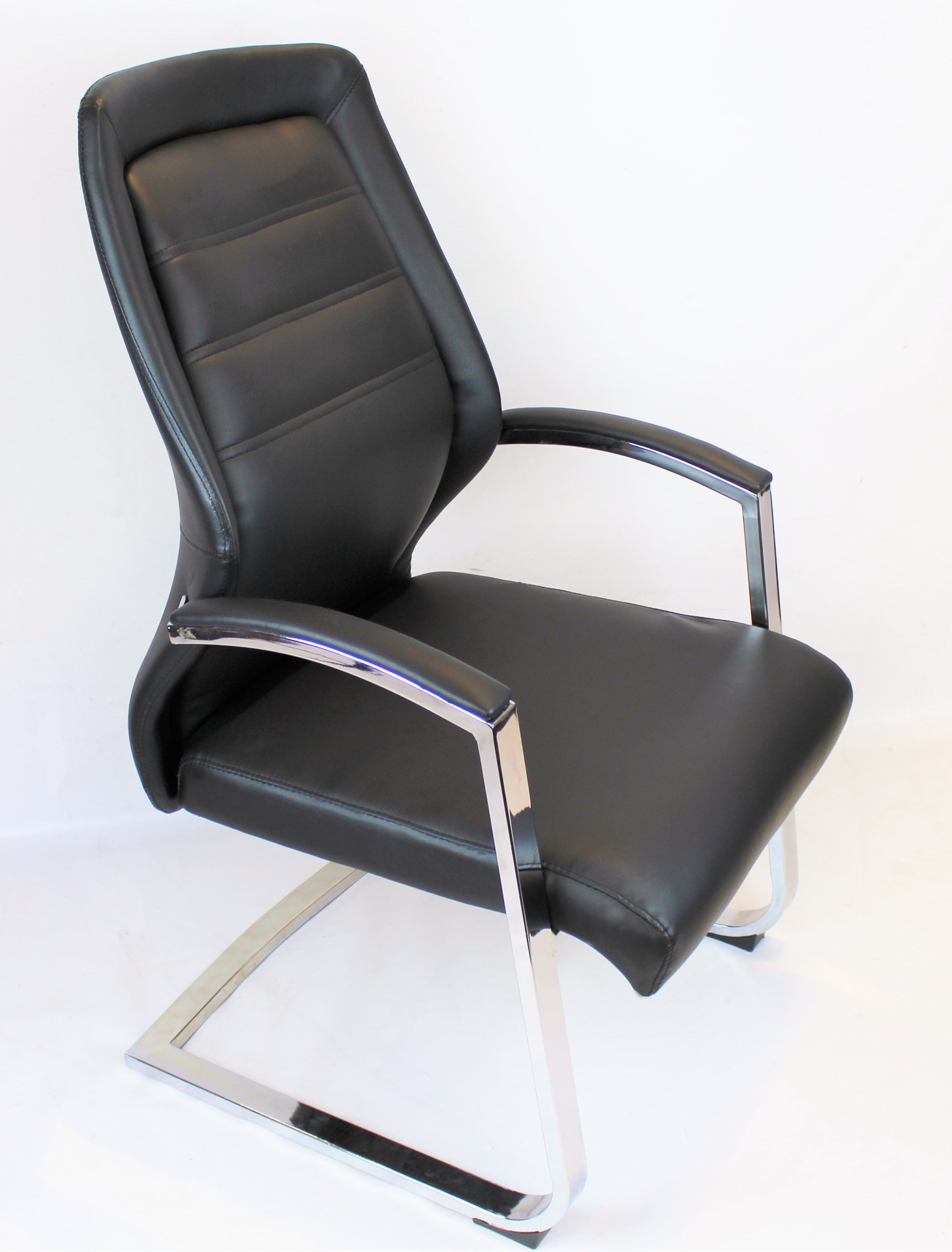 Modern High Back Black Leather Meeting Chairs with Heavy Duty Cantilever Frame - DH-103-2 North Yourkshire