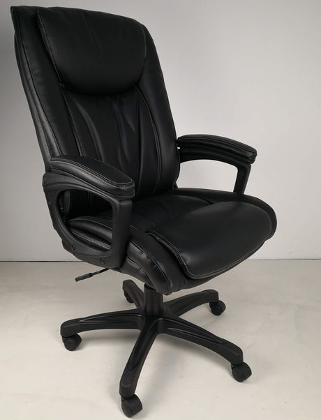 Soft Padded Executive Office Chair in Black Leather - 2029