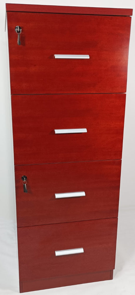 Real Wood Veneer Mahogany Four Drawer Executive Filing Cabinet - AB84