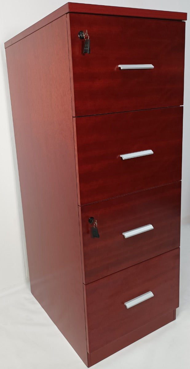 Real Wood Veneer Mahogany Four Drawer Executive Filing Cabinet - AB84 UK