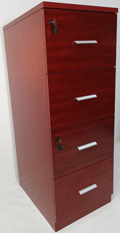 Real Wood Veneer Mahogany Four Drawer Executive Filing Cabinet - AB84