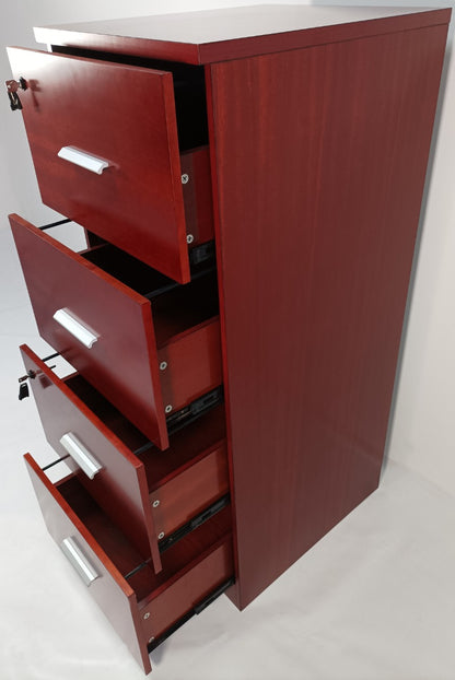 Real Wood Veneer Mahogany Four Drawer Executive Filing Cabinet - AB84