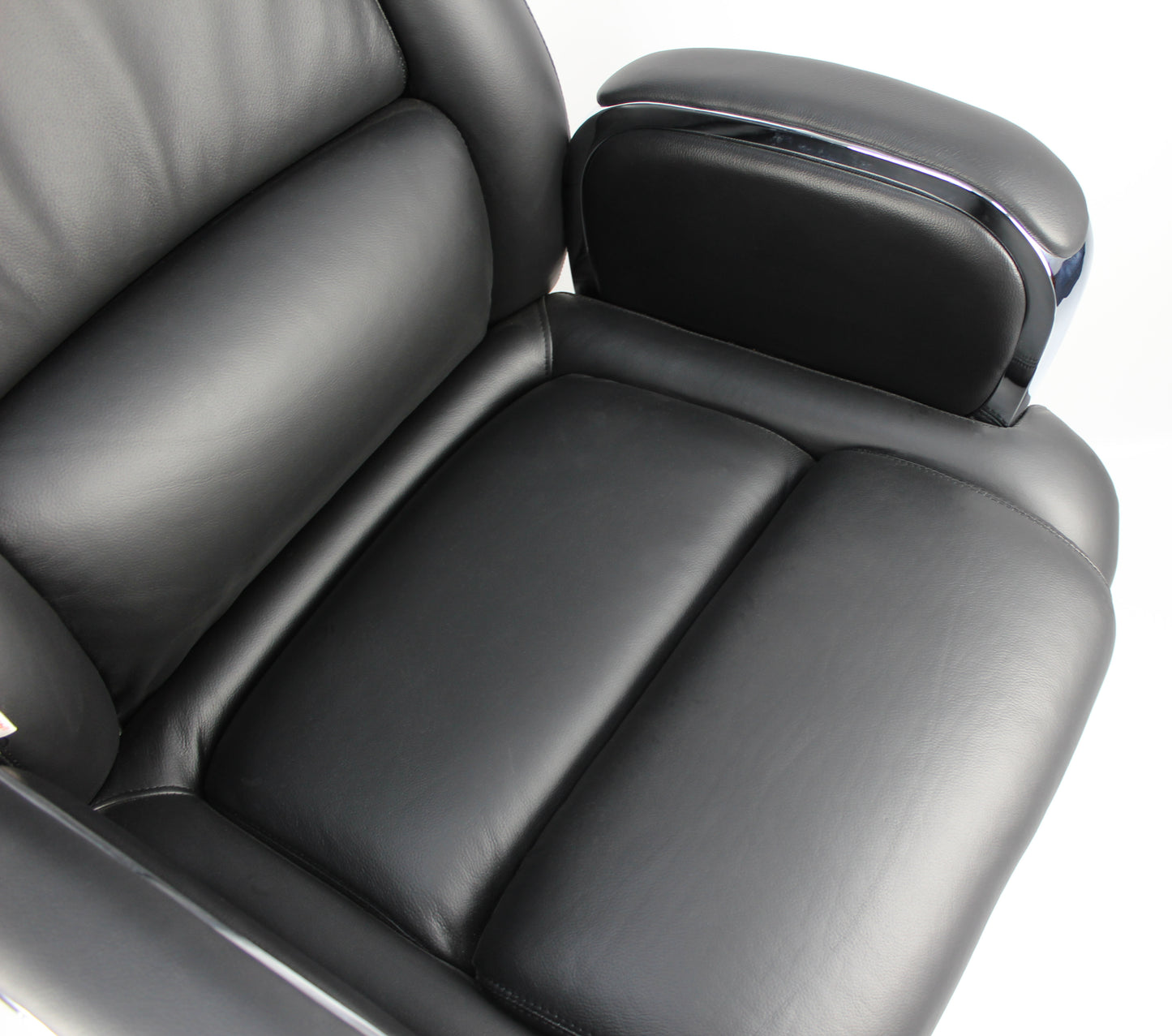 Black Leather Executive Office Chair with Chrome Trimmed Arms - J1201