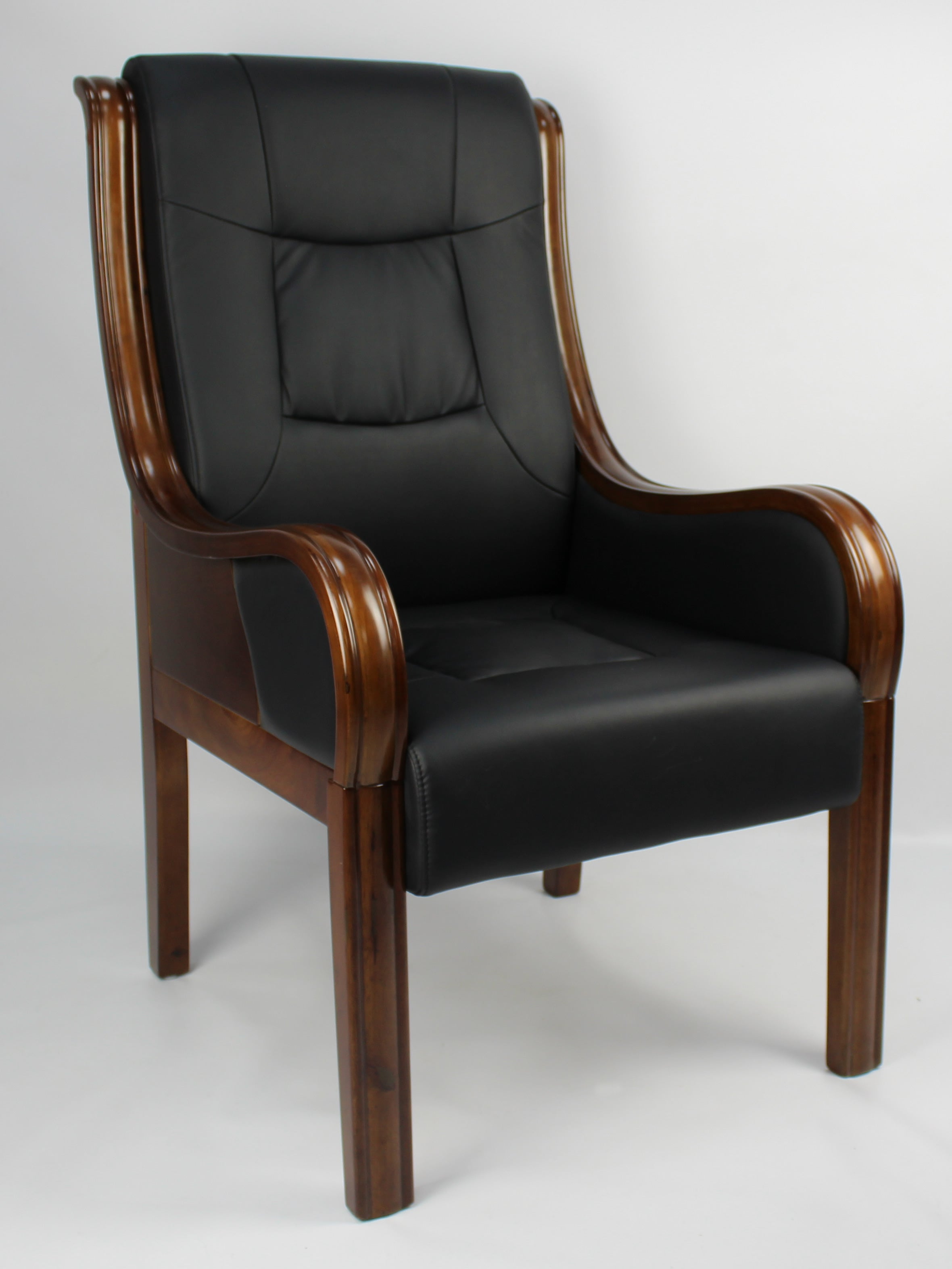 Leather chair deals with wood frame