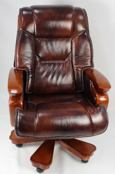 Real Italian Leather Burgundy Executive Office Chair - A771