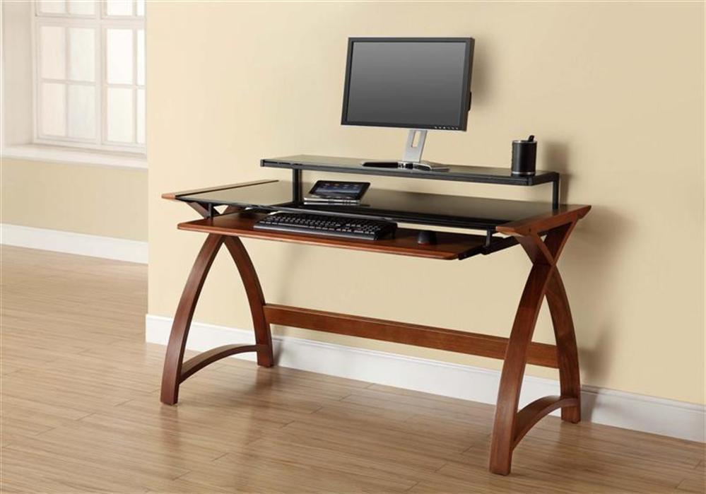 Desk deals black glass