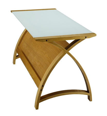 Contemporary Quality Glass Home Office Table in Oak - 900mm - PC201-900