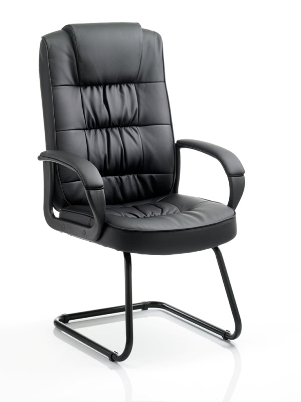 Moore Black Leather Cantilever Chair