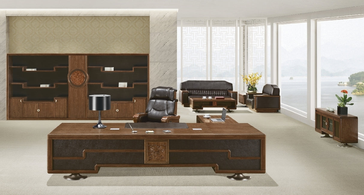 Luxury Large Executive Office Desk with Built in Storage and Side Return - 3200mm / 3400mm / 3600mm / 3800mm - P2N361