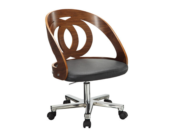 Wood Office Chair In Walnut & Black PC606-W
