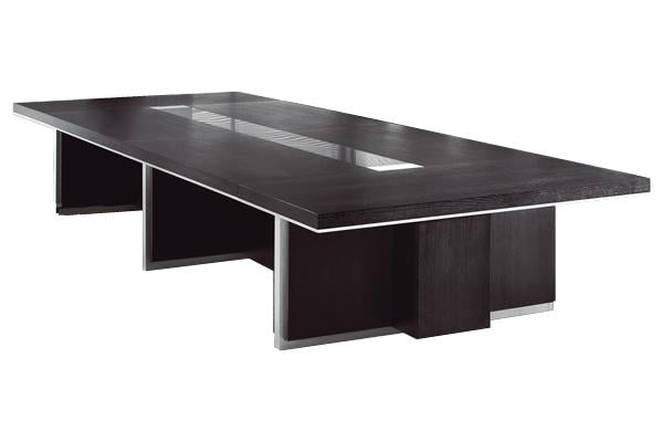 Modern Black Ash Real Wood Veneer Boardroom Meeting Table - 4000mm to 5000mm - LT3F48