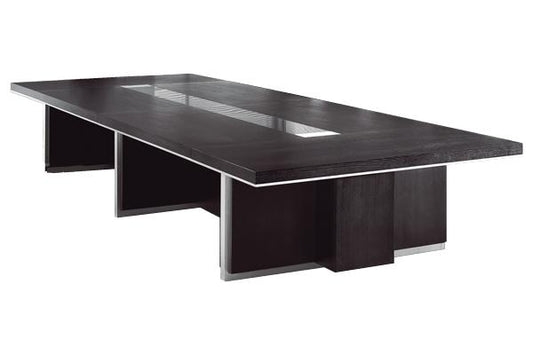 Modern Black Ash Real Wood Veneer Boardroom Meeting Table - 4000mm to 5000mm - LT3F48