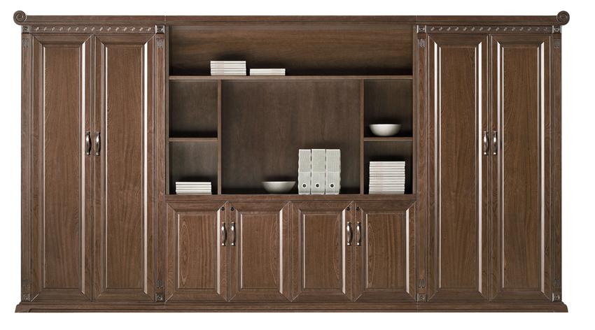 High Quality Large Real Wood Veneer Executive Bookcase & Open Display Unit - 4000mm - KM5J08 North Yourkshire