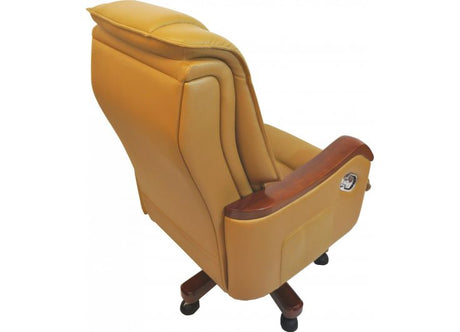 Quality Executive Genuine Beige Leather Office Chair - FD3B