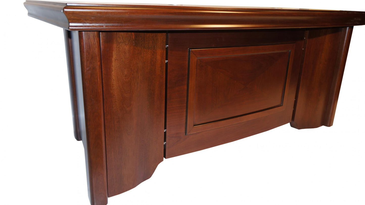 Walnut Executive Curvy Office Desk with Pedestal and Return - 1800mm or 2000mm - 70202U