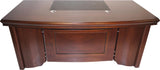 Walnut Executive Curvy Office Desk with Pedestal and Return - DSK-70202U