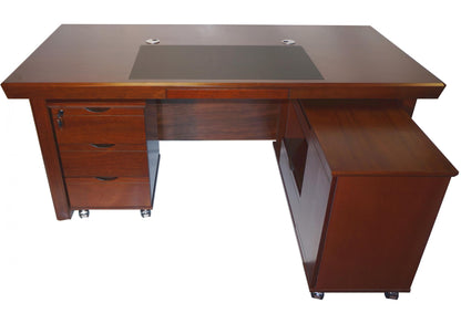 Real Walnut Veneer Executive Office Desk With Pedestal & Return - 1800mm - K5L181