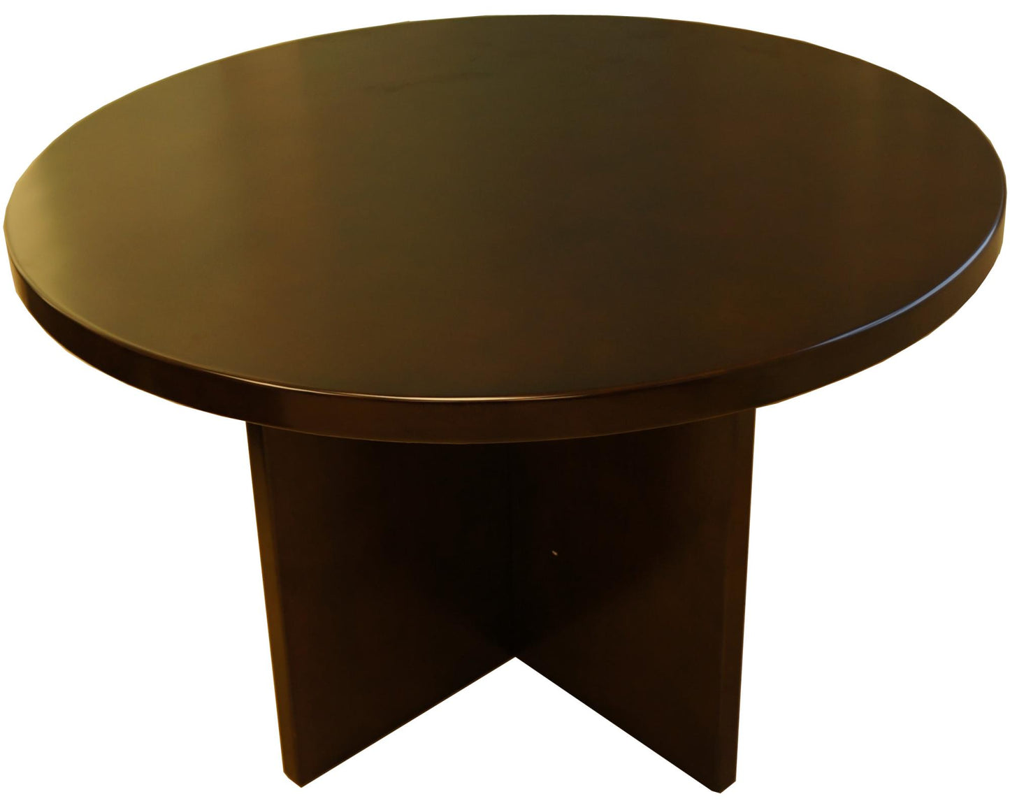 Small Round Meeting Table Walnut Real Wood Veneer Finish - 1000mm - SM-RO-MET